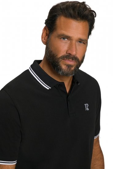 JP1880 802789 Polo com gola de contraste branca Preto - Pólos - Pólos Tamanhos Grandes Homem