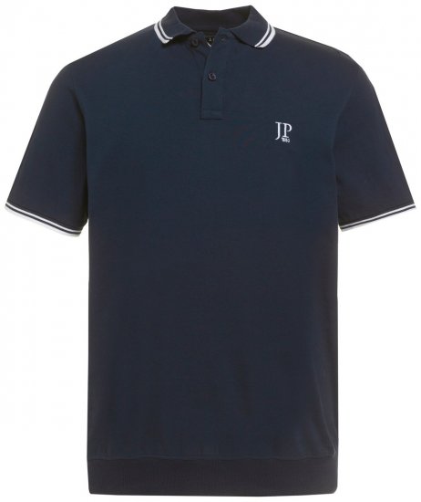 JP1880 802789 Polo com gola de contraste branca Azul-marinho - Pólos - Pólos Tamanhos Grandes Homem