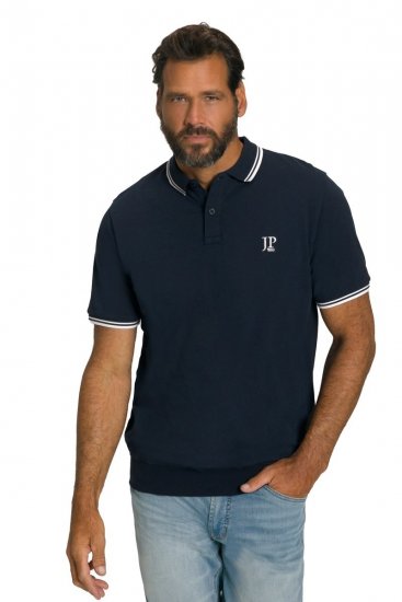 JP1880 802789 Polo com gola de contraste branca Azul-marinho - Pólos - Pólos Tamanhos Grandes Homem