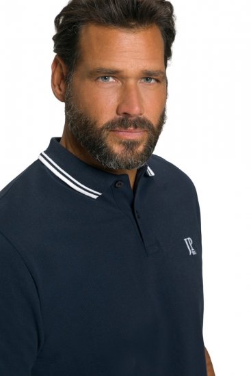JP1880 802789 Polo com gola de contraste branca Azul-marinho - Pólos - Pólos Tamanhos Grandes Homem