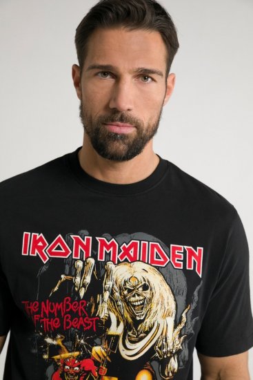 JP1880 Iron Maiden - Number of the Beast Graphic Comfort Fit Band T-Shirt Black - T-shirts - T-shirts Homem Tamanhos Grandes