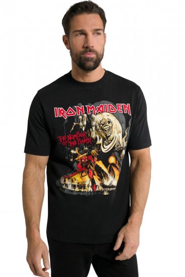 JP1880 Iron Maiden - Number of the Beast Graphic Comfort Fit Band T-Shirt Black - T-shirts - T-shirts Homem Tamanhos Grandes