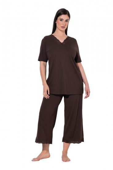 Ulla Popken 806944 Pijama de manga curta Castanho - Pijamas/Loungewear - 