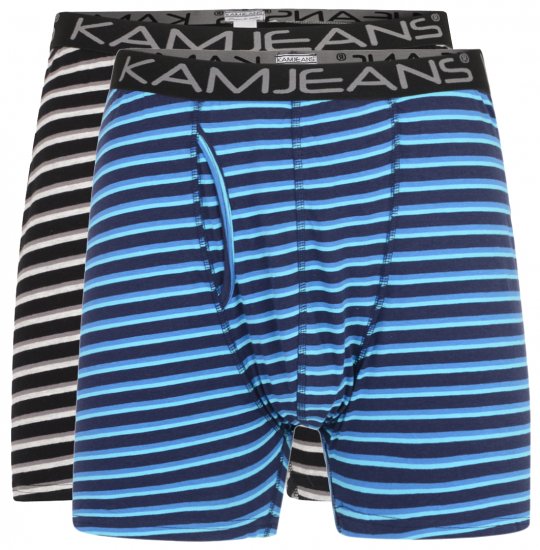 Kam Jeans Striped Boxershorts 2-Pack - Roupa Interior & natação - Roupa interior Homem Tamanhos Grandes