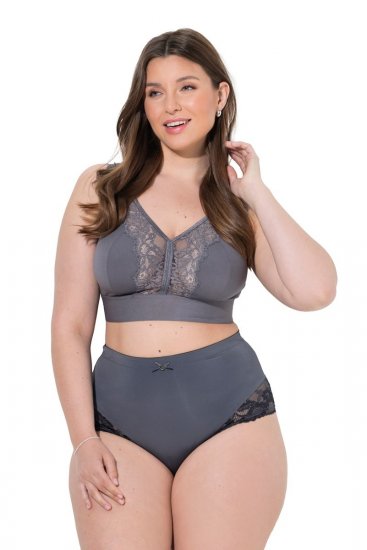 Ulla Popken 809385 Cuecas modeladoras com renda Antracite - Roupa modeladora - 