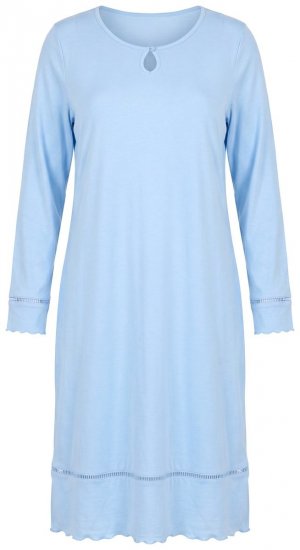 Ulla Popken 810581 Camisa de noite com renda Azul claro - Camisas de noite - 