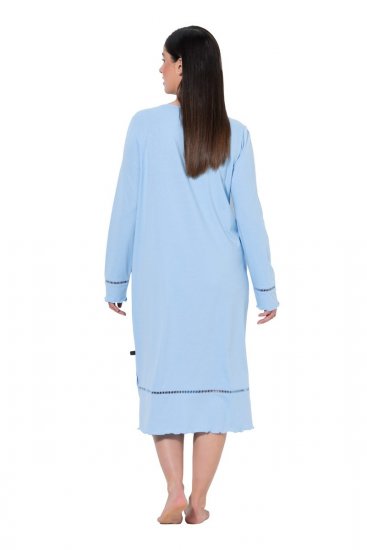 Ulla Popken 810581 Camisa de noite com renda Azul claro - Camisas de noite - 