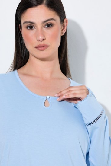 Ulla Popken 810592 Pijama com renda Azul claro - Pijamas/Loungewear - 