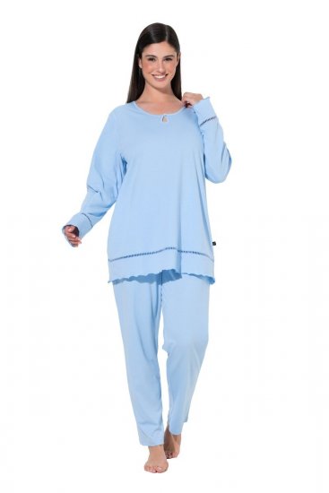 Ulla Popken 810592 Pijama com renda Azul claro - Pijamas/Loungewear - 