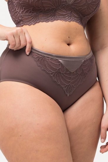 Ulla Popken 811602 Cuecas com renda Castanho - Cuecas - 