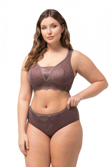 Ulla Popken 811602 Cuecas com renda Castanho - Cuecas - 