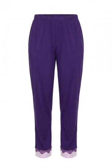 Ulla Popken 812441 Pijama de manga comprida com renda Azul real - Pijamas/Loungewear - 