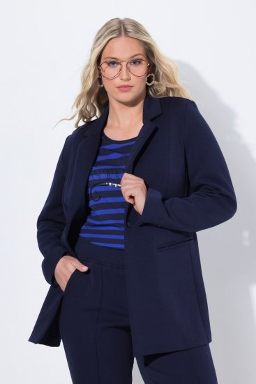 Ulla Popken 812754 Blazer em jersey punto di Roma Azul-marinho - Blazers e Coletes - Blazers em Tamanhos Grandes