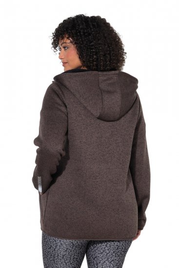 Ulla Popken 812880 Casaco de malha polar com pelo teddy Taupe - Roupa polar - 