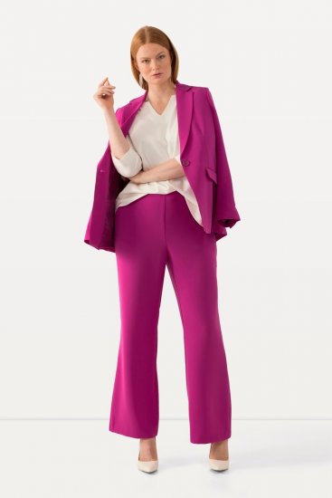 Ulla Popken 813306 Calças de fato largas com cós elástico Magenta - Calças de tecido - Calças Largas Femininas Plus Size