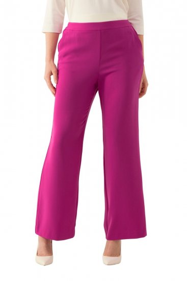 Ulla Popken 813306 Calças de fato largas com cós elástico Magenta - Calças de tecido - Calças Largas Femininas Plus Size