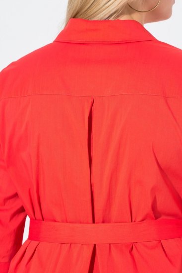 Ulla Popken 815217 Vestido camiseiro evasê com cinto para atar Rosa - Vestidos midi - Vestidos Midi Tamanhos Grandes
