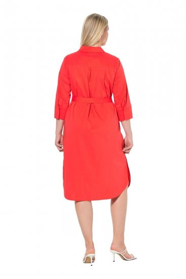 Ulla Popken 815217 Vestido camiseiro evasê com cinto para atar Rosa - Vestidos midi - Vestidos Midi Tamanhos Grandes