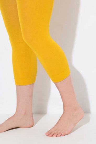 Ulla Popken 815580 Leggings de meia 3/4 com proteção das coxas 80 den Amarelo mostarda - Collants & meias - 