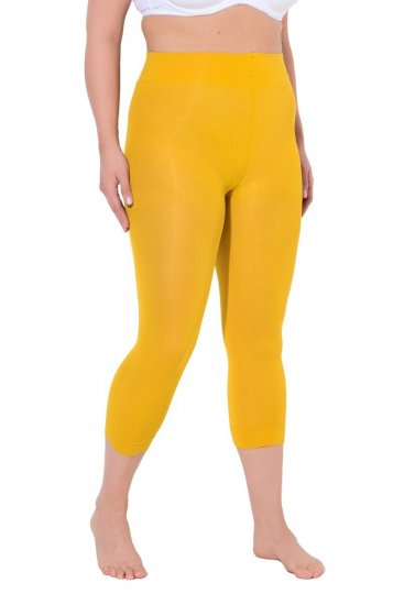 Ulla Popken 815580 Leggings de meia 3/4 com proteção das coxas 80 den Amarelo mostarda - Collants & meias - 