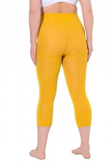 Ulla Popken 815580 Leggings de meia 3/4 com proteção das coxas 80 den Amarelo mostarda - Collants & meias - 