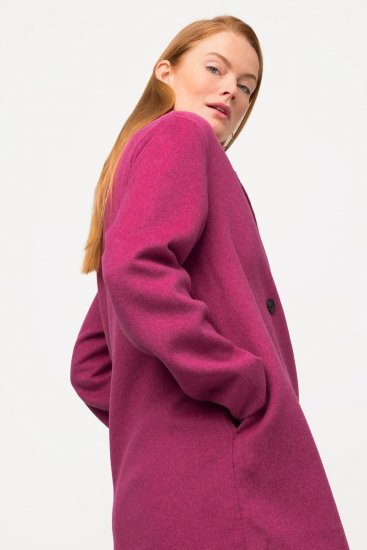 Ulla Popken 816744 Casaco trespassado efeito lã Rosa - Casacos - Casacos de Mulher em Tamanhos Grandes