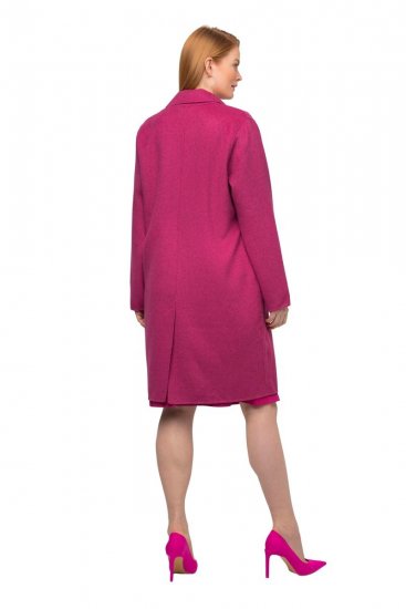 Ulla Popken 816744 Casaco trespassado efeito lã Rosa - Casacos - Casacos de Mulher em Tamanhos Grandes