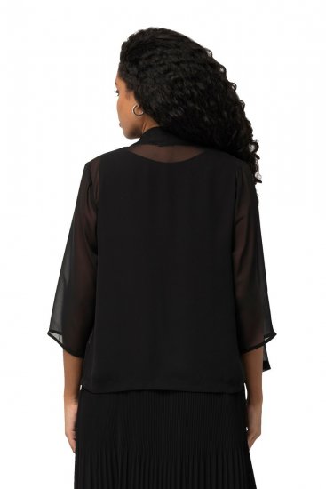 Ulla Popken 817211 Casaco oversize em chiffon com gola xaile Preto - Jaquetas - Casacos plus size para mulher