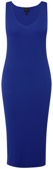 Ulla Popken 817591 Vestido de malha com decote em V Azul - Vestidos de malha - 