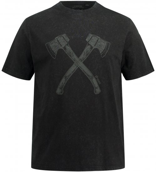 JP1880 Double Axe Design & Vintage Look T-Shirt Black - T-shirts - T-shirts Homem Tamanhos Grandes
