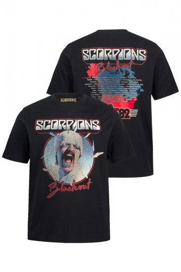 JP1880 Scorpions Blackout Graphic Comfort Fit Band T-Shirt Black - T-shirts - T-shirts Homem Tamanhos Grandes