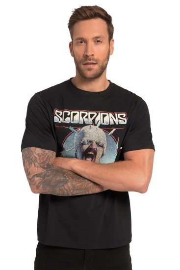 JP1880 Scorpions Blackout Graphic Comfort Fit Band T-Shirt Black - T-shirts - T-shirts Homem Tamanhos Grandes