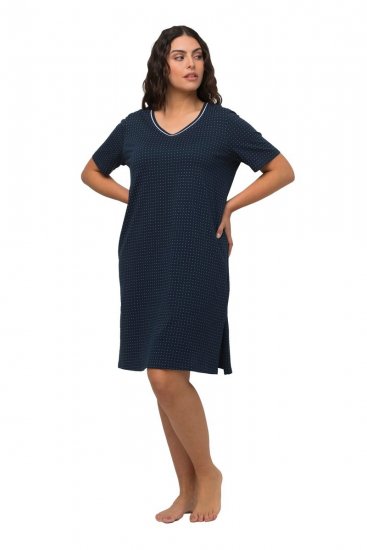 Ulla Popken 819289 Camisa de noite de manga curta pack de 2 Azul-marinho - Camisas de noite - 