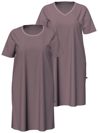 Ulla Popken 819289 Camisa de noite de manga curta pack de 2 Castanho - Camisas de noite - 