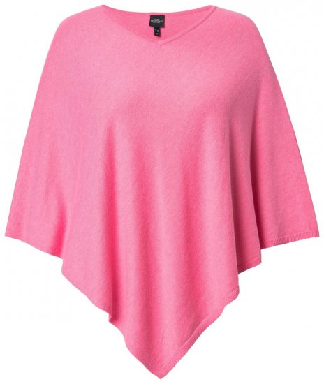 Ulla Popken 820512 Poncho de malha em mistura de lã com decote em V Rosa-claro - Ponchos e capas - 