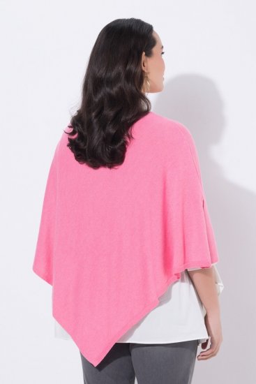 Ulla Popken 820512 Poncho de malha em mistura de lã com decote em V Rosa-claro - Ponchos e capas - 