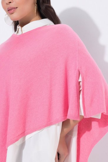 Ulla Popken 820512 Poncho de malha em mistura de lã com decote em V Rosa-claro - Ponchos e capas - 