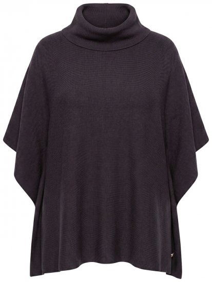 Ulla Popken 820620 Camisola poncho com gola alta Castanho mogno - Ponchos e capas - 