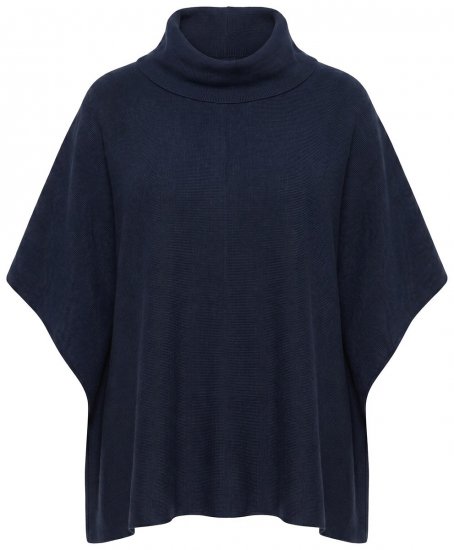 Ulla Popken 820620 Camisola poncho com gola alta Azul-marinho - Ponchos e capas - 