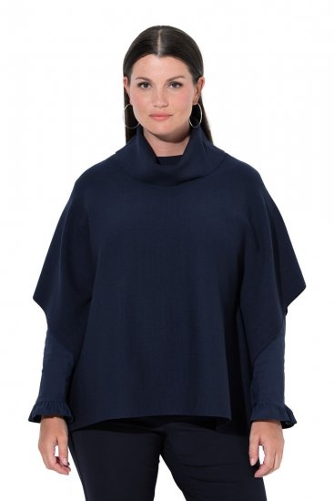 Ulla Popken 820620 Camisola poncho com gola alta Azul-marinho - Ponchos e capas - 