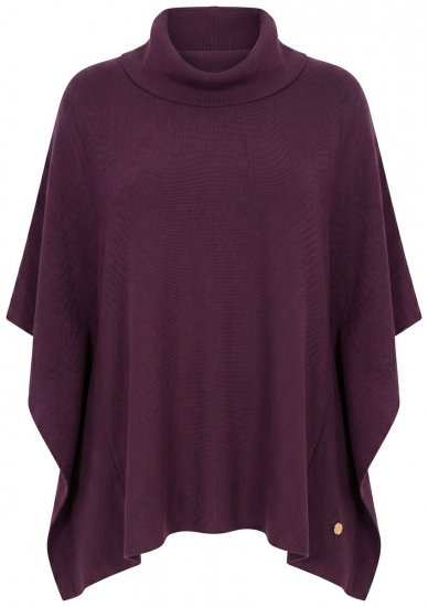 Ulla Popken 820620 Camisola poncho com gola alta Ameixa - Ponchos e capas - 