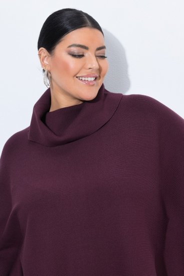 Ulla Popken 820620 Camisola poncho com gola alta Ameixa - Ponchos e capas - 