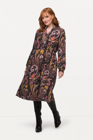 Ulla Popken 820662 Vestido estampado Preto - Vestidos de noite - Vestidos de festa em tamanhos grandes