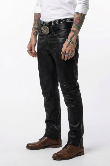 JP1880 Leather Pants Regular Fit Finest Lamb Nappa Black - Jeans & calças - Jeans & Calças Tamanhos Grandes Homem
