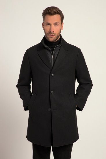 JP1880 Coat Wool Blend Quilted Black - Casacos - Casacos Homem Tamanhos Grandes