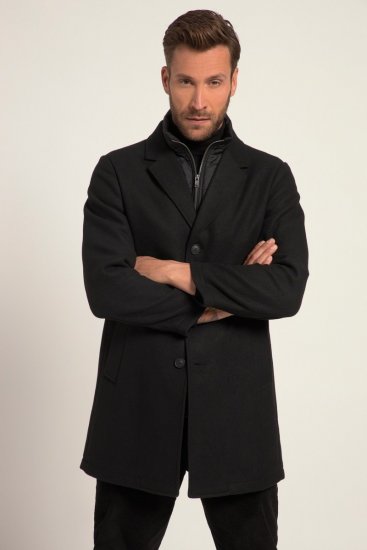 JP1880 Coat Wool Blend Quilted Black - Casacos - Casacos Homem Tamanhos Grandes