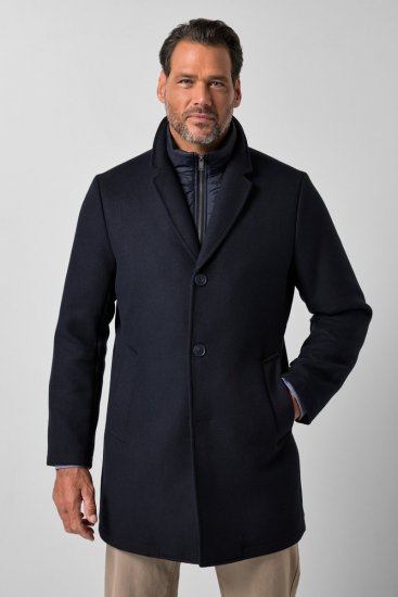 JP1880 821066 Acolchoado Sobretudo de lã Azul marinho - Casacos - Casacos Homem Tamanhos Grandes