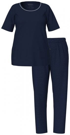 Ulla Popken 821244 Pijama às bolinhas Azul-marinho - Pijamas/Loungewear - 