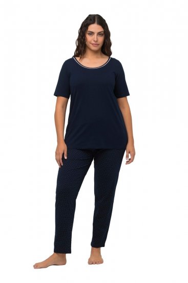 Ulla Popken 821244 Pijama às bolinhas Azul-marinho - Pijamas/Loungewear - 