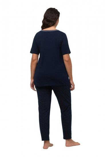 Ulla Popken 821244 Pijama às bolinhas Azul-marinho - Pijamas/Loungewear - 